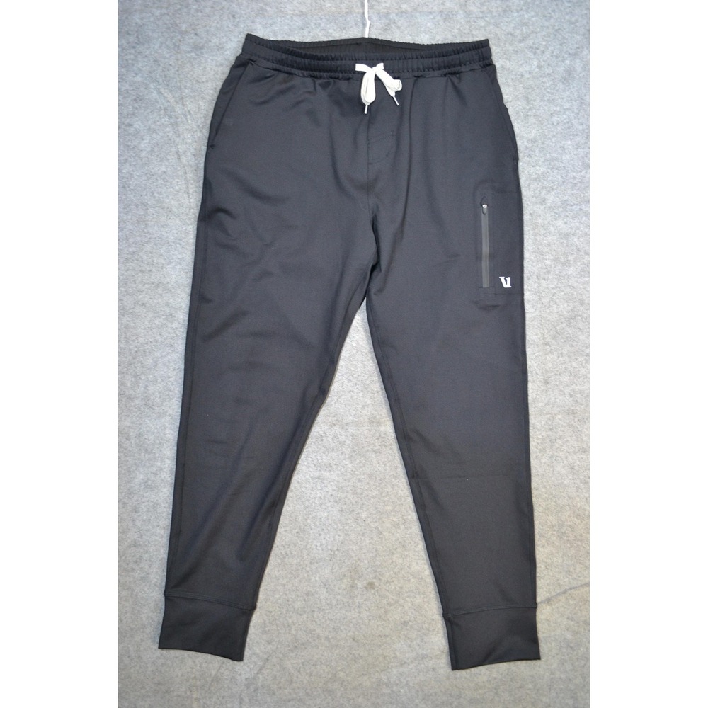 Vuori Pants Mens L Black Sunday Performance Joggers Drawstring Zip Pockets V416